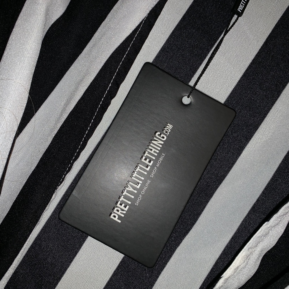 PrettyLittleThing Strip Tie Blouse